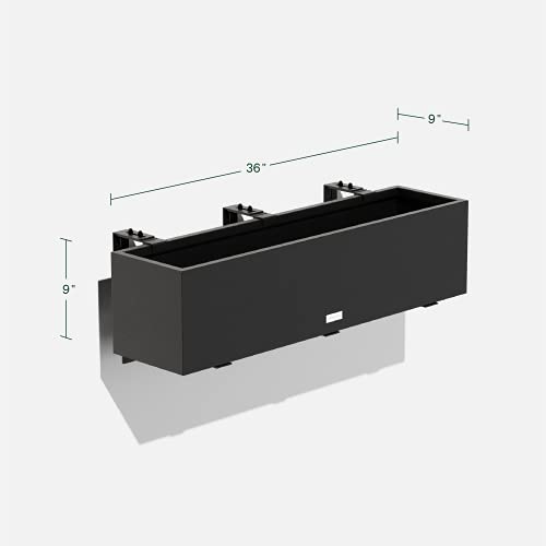 Rectangular Window Box Railing Planter - Metallic Series 9" H x 9" W x 36" L