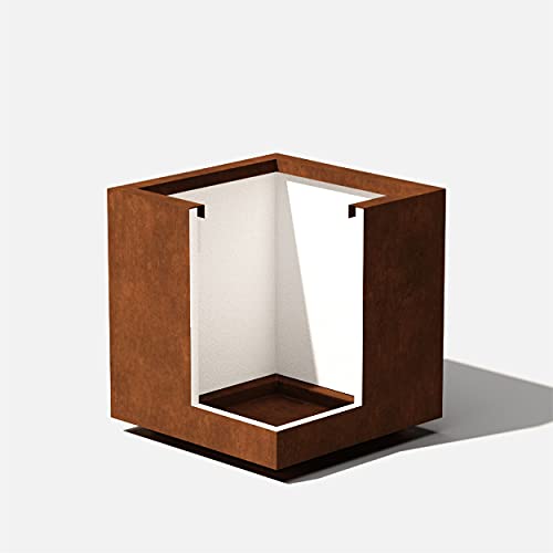 Corten Steel Cube Planter - Metallic Series 18" H x 17" W x 17" L