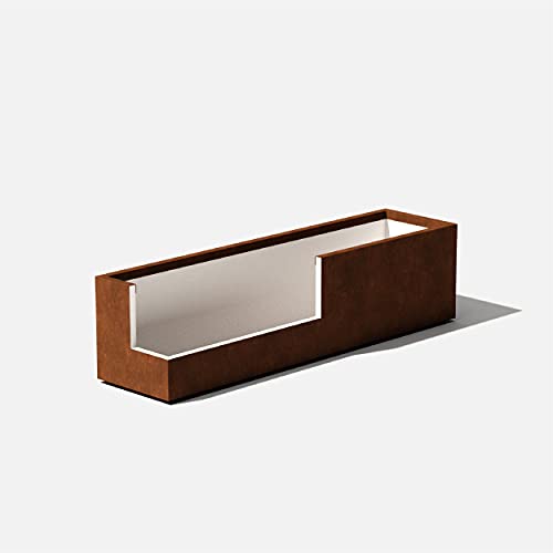 Corten Steel Rectangular Window Box Planter - Metallic Series 9" H x 9" W x 36" L