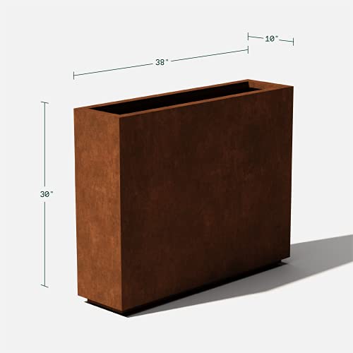 Corten Steel Span Planter - Metallic Series 30" H x 10" W x 38" L