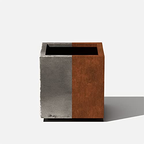 Corten Steel Cube Planter - Metallic Series 18" H x 17" W x 17" L