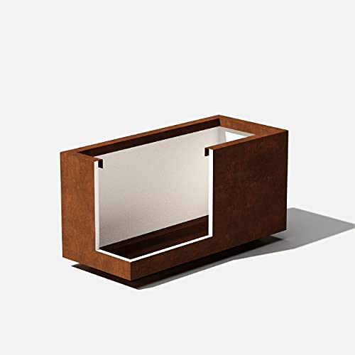 Corten Steel Long Box Planter - Metallic Series 13" H x 11" W x 25" L