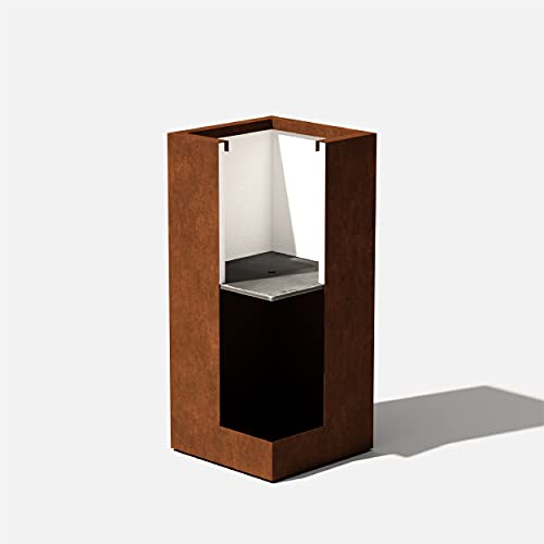 Corten Steel Pedestal Planter - Metallic Series 30" H x 13.5" W x 13.5" L