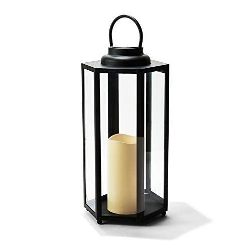 Large Solar Candle Lantern - 18 Inch Tall, Glass Panels, Matte Black M –  Backyard Therapy