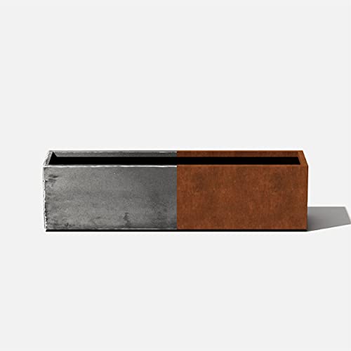 Corten Steel Rectangular Window Box Planter - Metallic Series 9" H x 9" W x 36" L