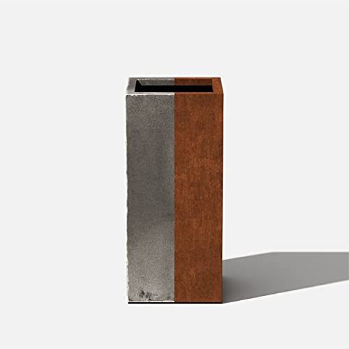 Corten Steel Pedestal Planter - Metallic Series 30" H x 13.5" W x 13.5" L