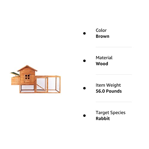 Outdoor Wooden Chicken Coop 80"with Rabbit Hutch, Poultry House, and Run Cage for Small Animals