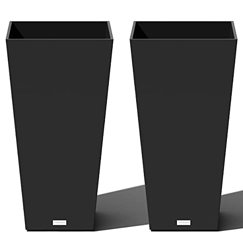 Taper Tall Outdoor Planter - V-Resin 2-Pack, 30" H x 15.25" W x 15.25" L