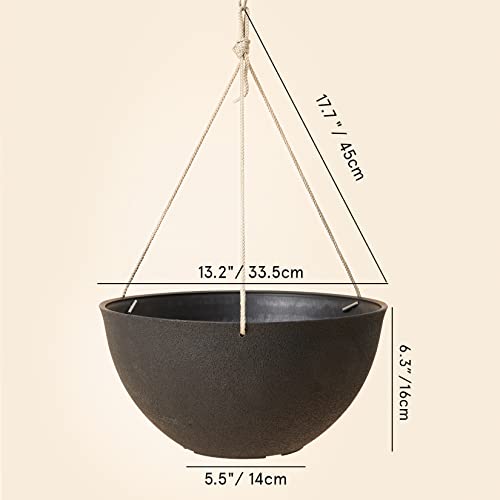 Large Hanging Planters for Outdoor/Indoor Plants - 2 Pack, 13.2" W