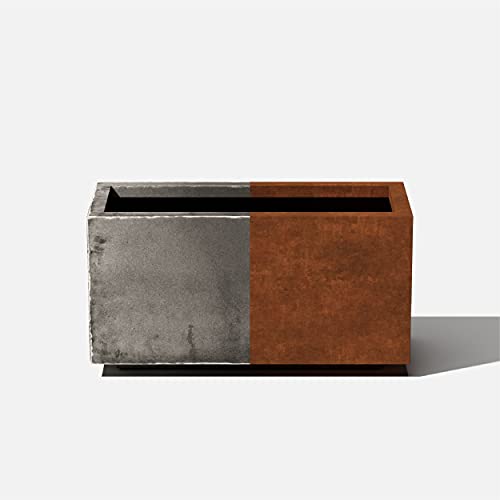 Corten Steel Long Box Planter - Metallic Series 13" H x 11" W x 25" L