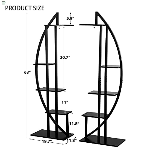 5 Tier Metal Plant Stand Rack -Set of 2 Indoor/Outdoor Plant Shelf