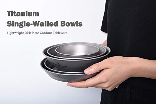 Boundless Voyage Ultralight Titanium Bowl Pan Plate Dish with Carry Bag Outdoor Camping Portable Tableware Cookware (5 Pcs Set (3 Bowls+2 Plates))