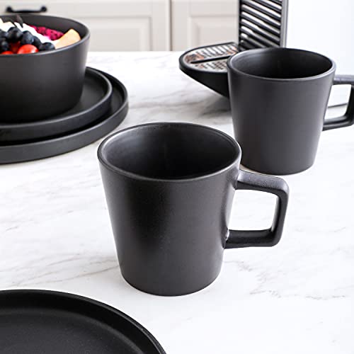 Stone Lain Coupe Dinnerware Set, Service For 8, Black Matte, 32 Piece