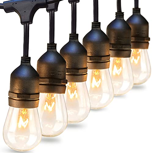 96FT (2x48FT) Commercial Grade Outdoor String Lights with 32 Edison Bulbs and 30 Sockets for Garden - UL Listed