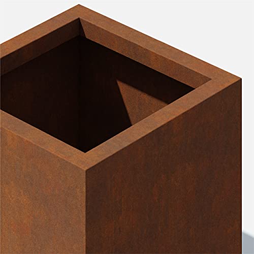 Corten Steel Pedestal Planter - Metallic Series 30" H x 13.5" W x 13.5" L