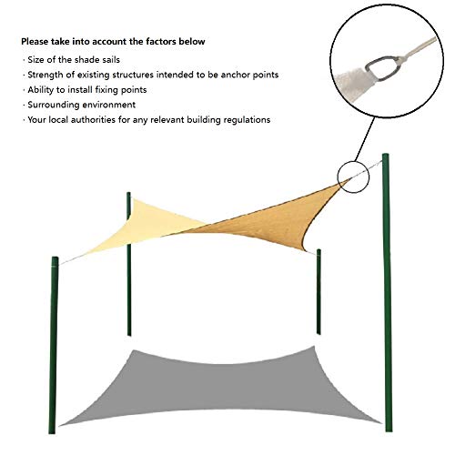 Asteroutdoor Sun Shade Sail Rectangle 16' x 20' - UV Block Canopy for Patio and Backyard