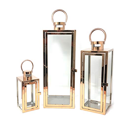 3-PC Set Jumbo Luxury Modern Indoor/Outdoor Hurricane Candle Lantern Set