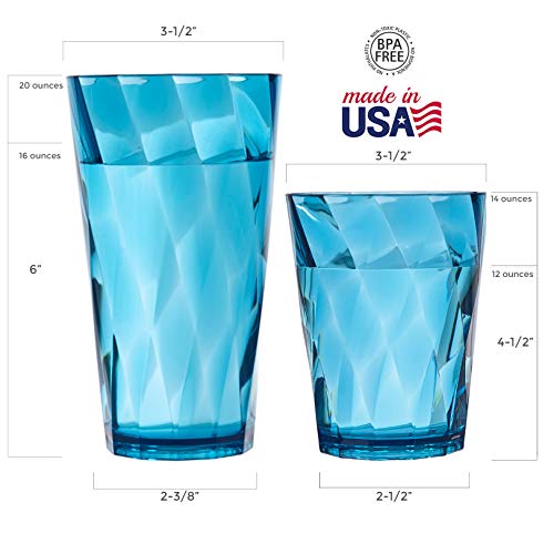 US Acrylic Optix Plastic Reusable Drinking Glasses (Set of 8) 20oz