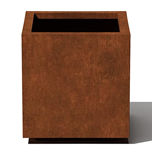 Corten Steel Cube Planter - Metallic Series 18" H x 17" W x 17" L