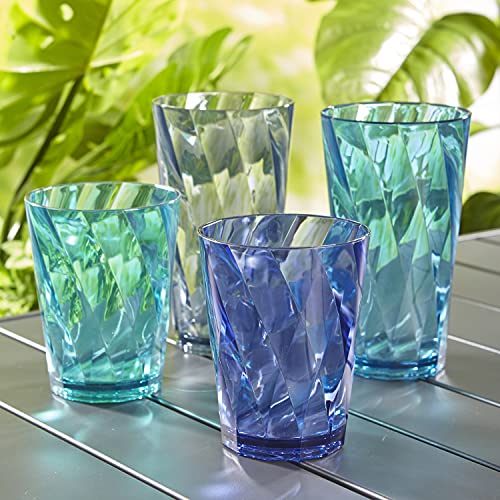 US Acrylic Optix 16-piece Plastic Tumblers | 8 each: 14-ounce and 20-ounce in 4 Coastal Colors