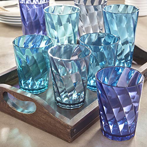 US Acrylic Optix 16-piece Plastic Tumblers | 8 each: 14-ounce and 20-ounce in 4 Coastal Colors