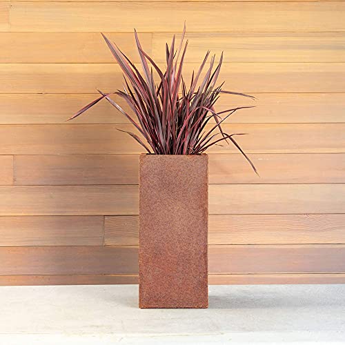 Corten Steel Pedestal Planter - Metallic Series 30" H x 13.5" W x 13.5" L