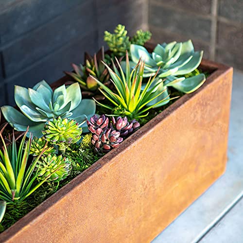 Corten Steel Rectangular Window Box Planter - Metallic Series 9" H x 9" W x 36" L