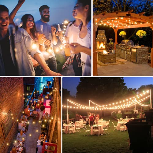 100ft Outdoor G40 LED Globe String Lights Dimmable Waterproof Shatterproof Light Strings with 52 Connectable Bulbs