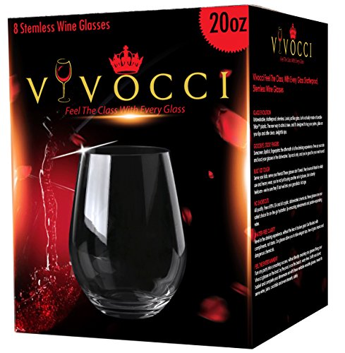 Vivocci Unbreakable Plastic Stemless Wine Glasses 20 oz | 100