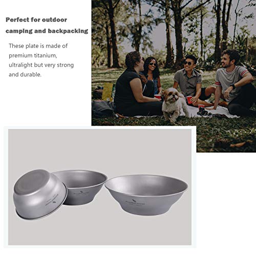 Boundless Voyage Ultralight Titanium Bowl Pan Plate Dish with Carry Bag Outdoor Camping Portable Tableware Cookware (5 Pcs Set (3 Bowls+2 Plates))