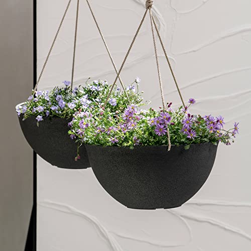 Large Hanging Planters for Outdoor/Indoor Plants - 2 Pack, 13.2" W