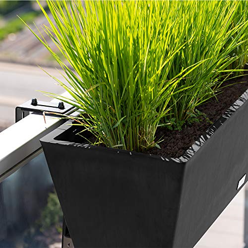 Rectangular Window Box Railing Planter - Brooklyn 2 Pack, 9" H x 10" W x 36" L