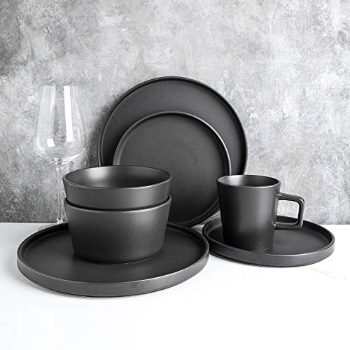 Stone Lain Coupe Dinnerware Set, Service For 8, Black Matte, 32 Piece