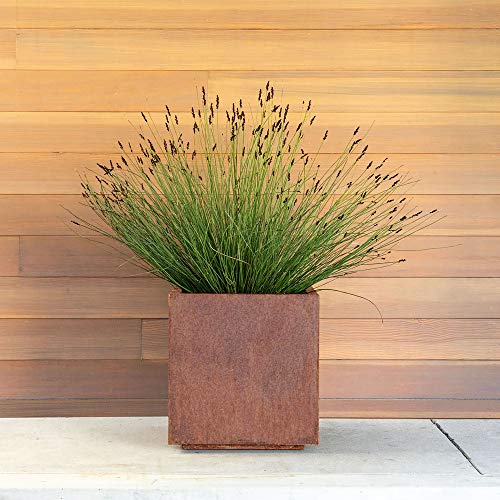 Corten Steel Cube Planter - Metallic Series 18" H x 17" W x 17" L