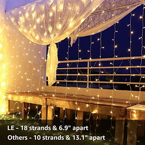 Curtain Fairy Lights Indoor/Outdoor - 306 LEDs, 10x10ft, 18 Strings - Perfect for Patios, Weddings, Bedrooms & More