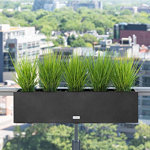 Rectangular Window Box Railing Planter - Metallic Series 9" H x 9" W x 36" L