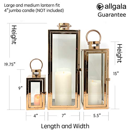 3-PC Set Jumbo Luxury Modern Indoor/Outdoor Hurricane Candle Lantern Set