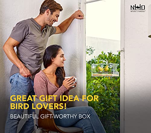 Nature's Hangout Clear Window Bird Feeder Weatherproof Bird House, Window Bird Feeders with Strong Suction Cups, Large Outdoor Bird Feeder, Great Bird Watching Gifts for Seniors, Wild Bird Feeders