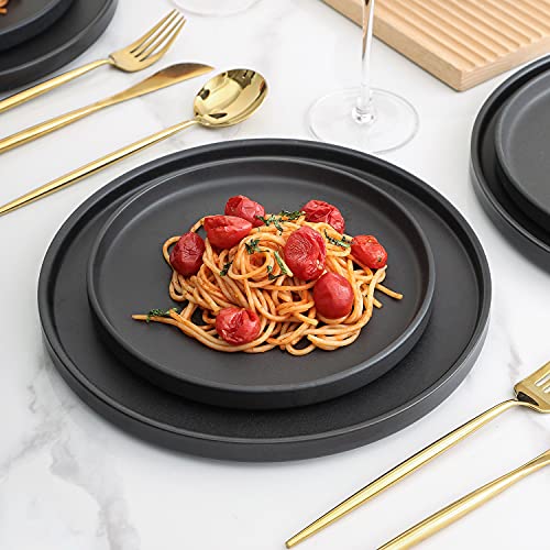 Stone Lain Coupe Dinnerware Set, Service For 8, Black Matte, 32 Piece