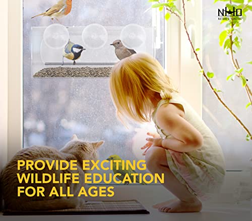 Nature's Hangout Clear Window Bird Feeder Weatherproof Bird House, Window Bird Feeders with Strong Suction Cups, Large Outdoor Bird Feeder, Great Bird Watching Gifts for Seniors, Wild Bird Feeders