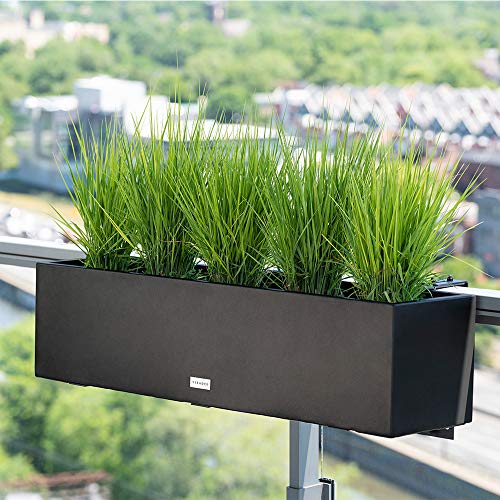 Rectangular Window Box Railing Planter - Metallic Series 9" H x 9" W x 36" L