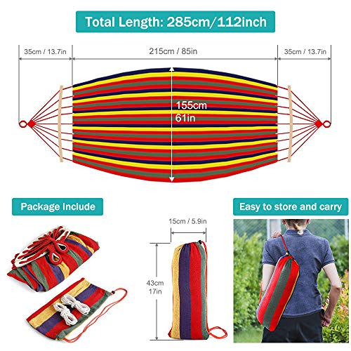 MOSFiATA Camping Hammock 550lb Upgraded Thickened 320G Durable Canvas Fabric Single Hammocks with Two Anti Roll Balance Beam and Sturdy Metal Knot Tree Straps for Camping, Patio, Backyard, Outdoor