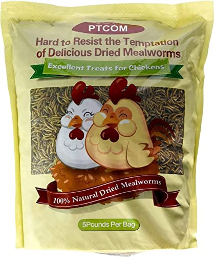 Hatortempt 5lb Non-GMO Dried Mealworms for Birds, Chickens, Fish & Reptiles