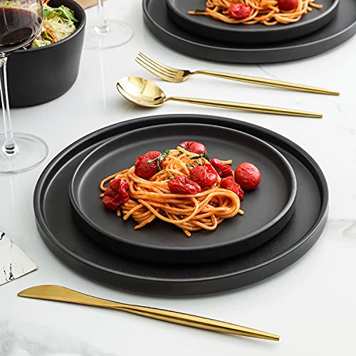 Stone Lain Coupe Dinnerware Set, Service For 8, Black Matte, 32 Piece