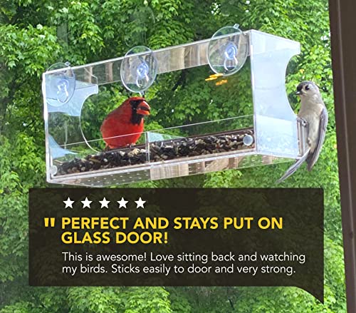 Nature's Hangout Clear Window Bird Feeder Weatherproof Bird House, Window Bird Feeders with Strong Suction Cups, Large Outdoor Bird Feeder, Great Bird Watching Gifts for Seniors, Wild Bird Feeders