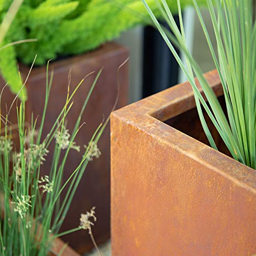 Corten Steel Long Box Planter - Metallic Series 13" H x 11" W x 25" L