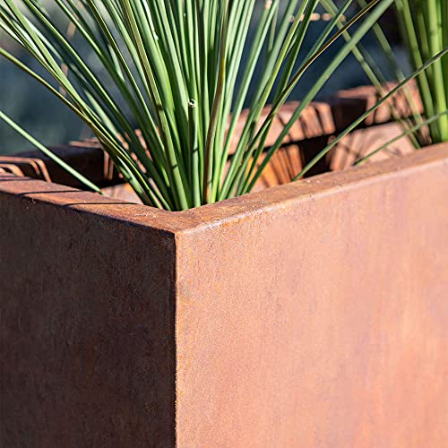 Corten Steel Span Planter - Metallic Series 30" H x 10" W x 38" L