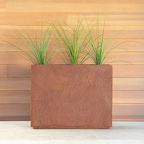 Corten Steel Span Planter - Metallic Series 30" H x 10" W x 38" L