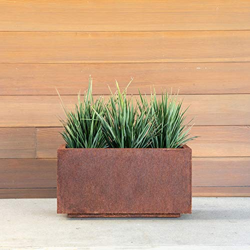 Corten Steel Long Box Planter - Metallic Series 13" H x 11" W x 25" L