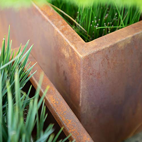 Corten Steel Long Box Planter - Metallic Series 13" H x 11" W x 25" L